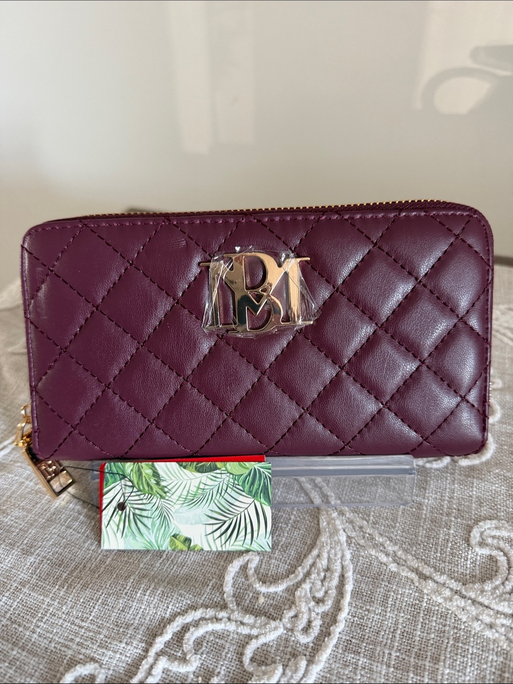 Badgley Mischka Quilted Continental Zip Around Wallet